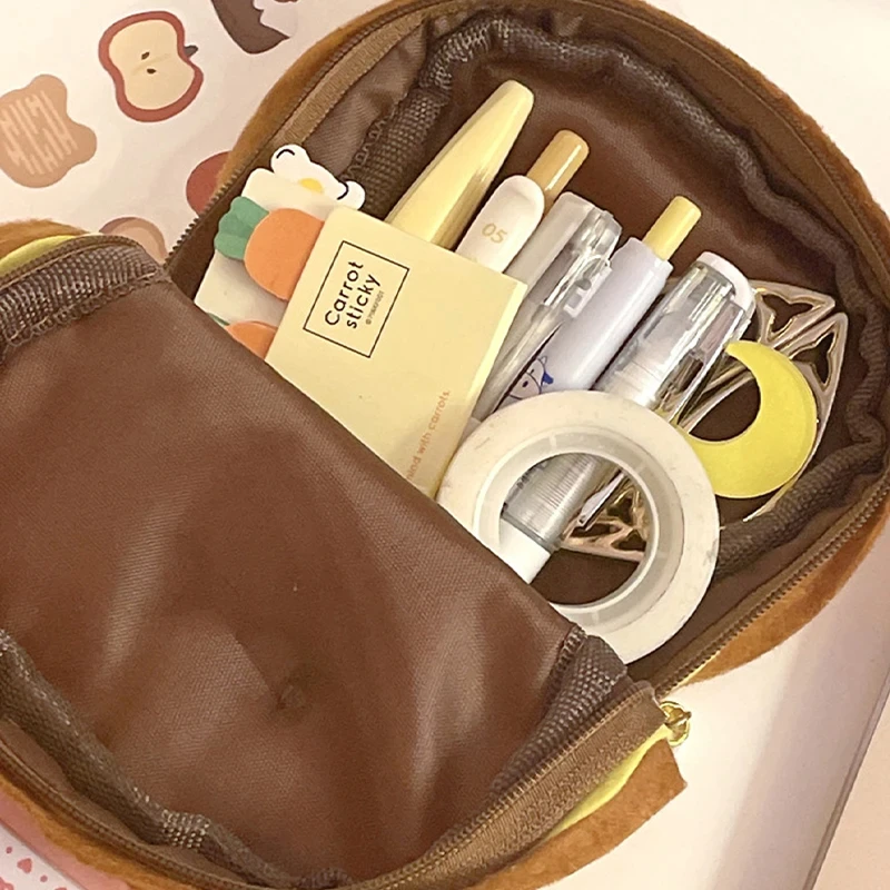 1 قطعة لطيف همبرغر الخبز نخب أفخم قلم رصاص الحقيبة سعة كبيرة Kawaii القرطاسية العناصر الفتيات الاطفال العودة إلى المدرسة هدية