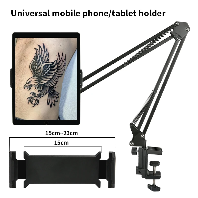 TAIDU Table Mounted Phone Tablet Stand 360°Rotating Iron Tablet Mobile Phone Holder Tattoo Support 5.91-9.06 Inch Tablet Bracket