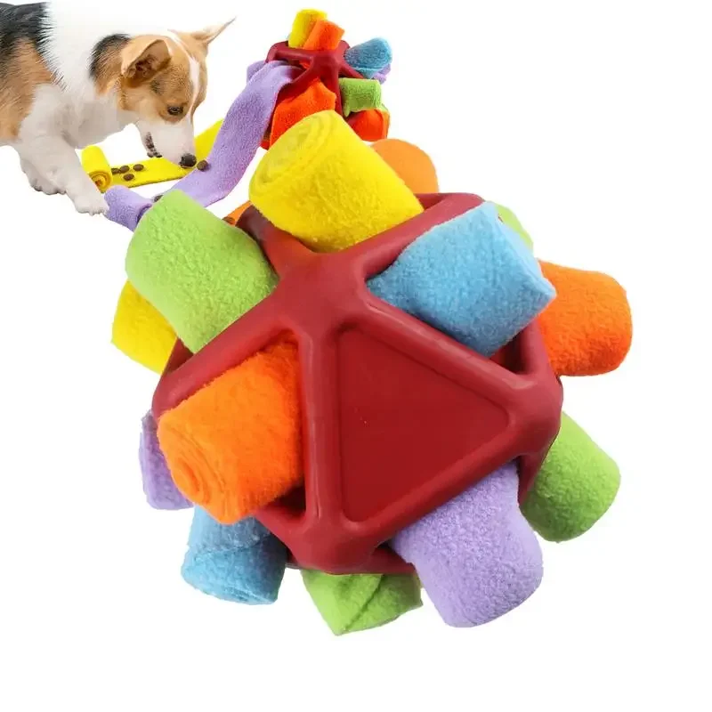 Furry Dog Snuffle Toy Sniff Ball Unbreakable Sniffle Interactive Ball Dog Treat Dispenser Toy Interactive Dog Puzzle Toys