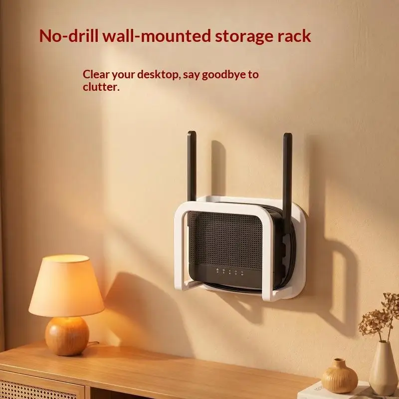 Wall Mount WiFi Router Holder No Drill Easy Installation Space Saving Design For Home Office Organization