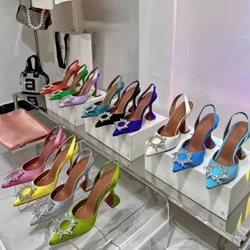 Europe and the United States 2026 spring and autumn new pointed high-heeled sun buckle rhinestone fashion luxury ladies sandals