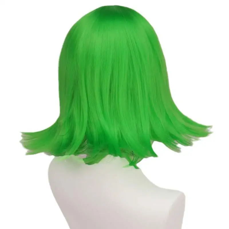 De dentro para fora 2 Peruca Alegria Cosplay para meninas, cabelo curto verde e azul, desenhos animados do filme, adereços de RPG, cabelo curto, capacete, vestir-se