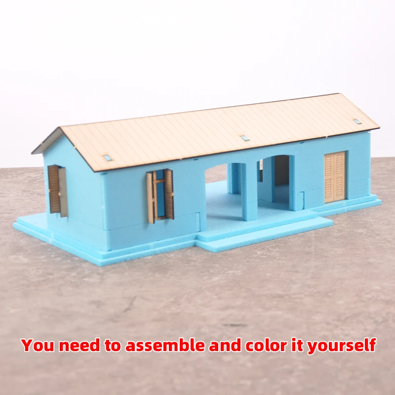 1/35/43/48 1/64 1/72 1/87 HO Maßstab Modellbausatz Miniatur Diorama Architektonisches Gebäude Hausmodell Eisenbahn Unbemaltes Dorf DIY – Detail 13