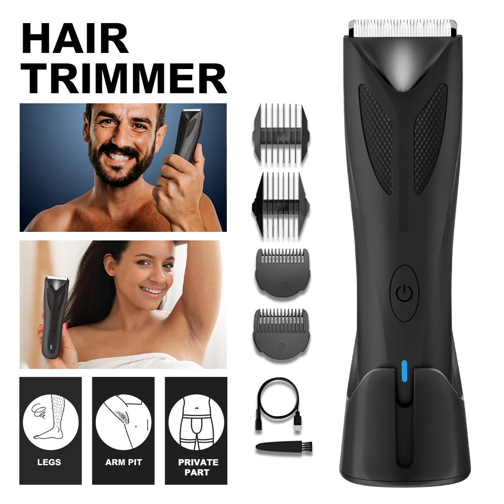 

Электрический триммер для тела для мужчин и женщин, водонепроницаемый, для зоны бикини и паха, безопасный грумер для интимных зон, рук, бороды и ухода за всем телом