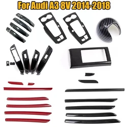 For Audi A3 8V 2014-2018 Car Center Console Modified Interior Carbon Fiber Trim Strip Shift Header Shell Cover Pull Handle Door