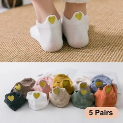 5Pairs Heart Socks Women Cotton Socks Ankle Short Cute Casual Funny Sock