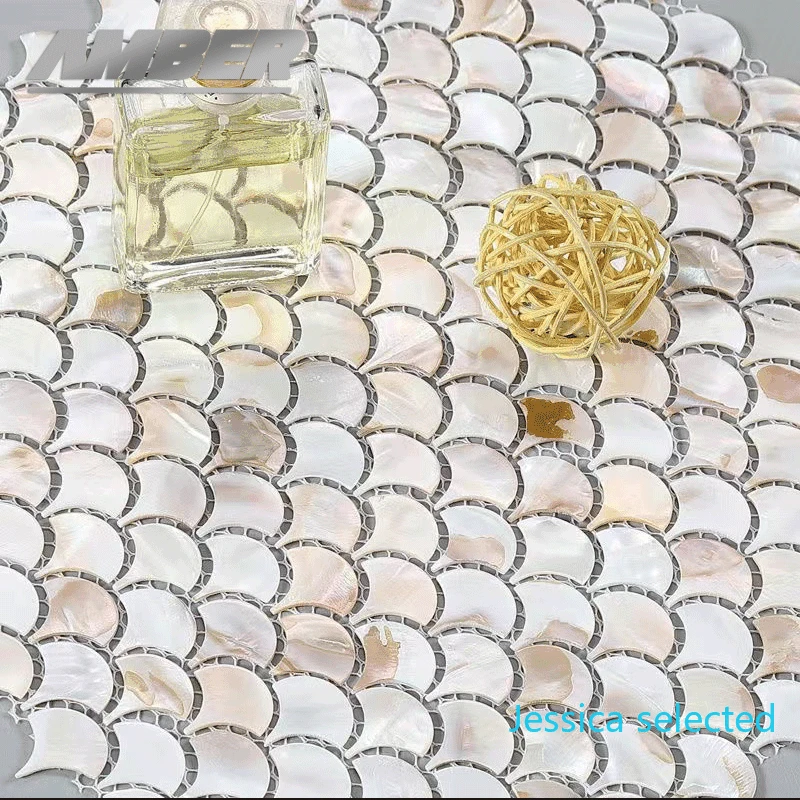 Shell Mosaic Tile Natural White Mother of Pearl Wall Backsplash Bathroom Tiles fish scalesheet