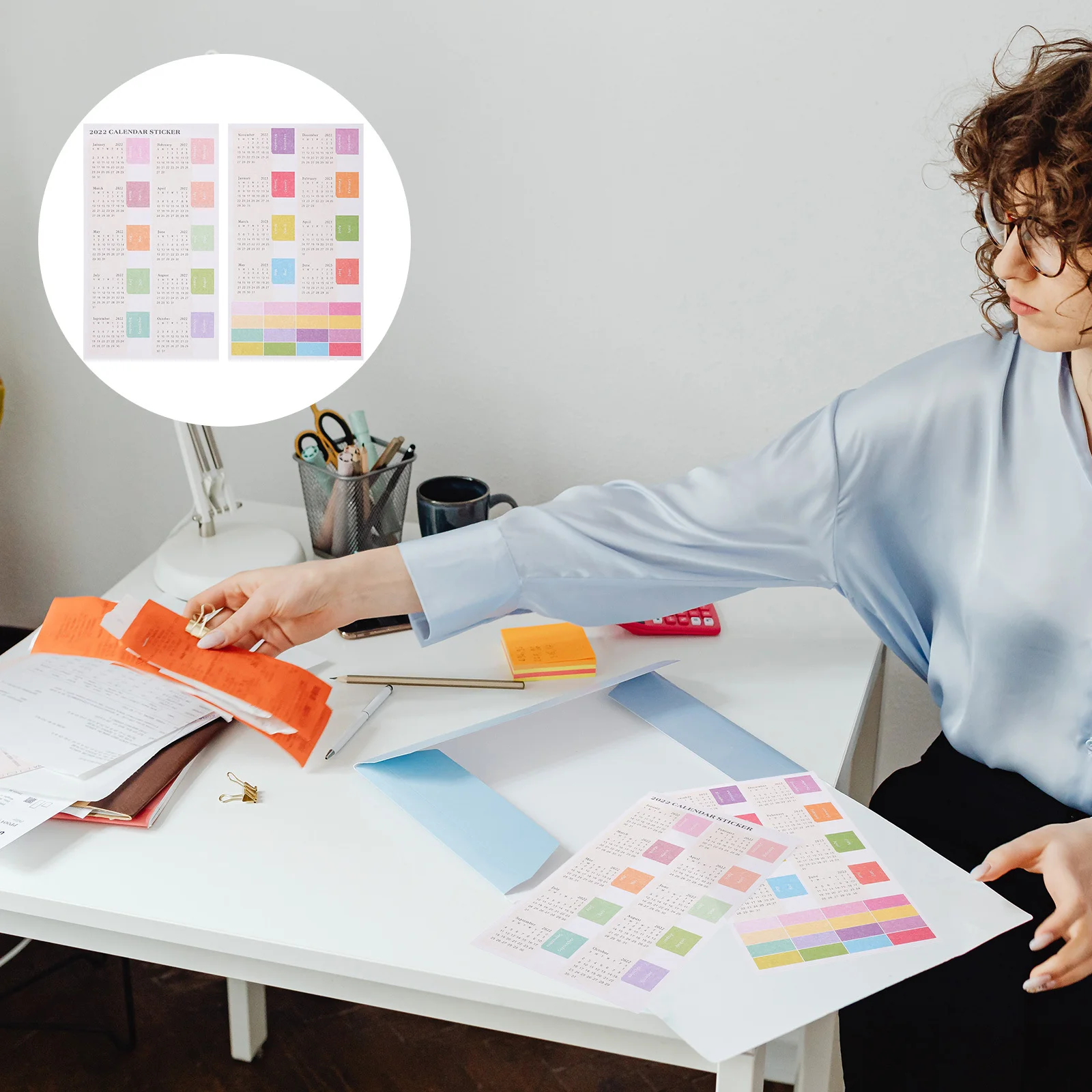 

10 Sheets Multi-Functional Calendar Stickers Yearly Planner Tabs Self-Adhesive Book Index Labels for Students Office Workers