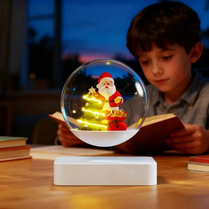 Magnetic Levitating Santa Claus Lamp Magnetic Leviation 360° Floating Rotating Desk Lamp Creative Christmas Gifts for Kids home