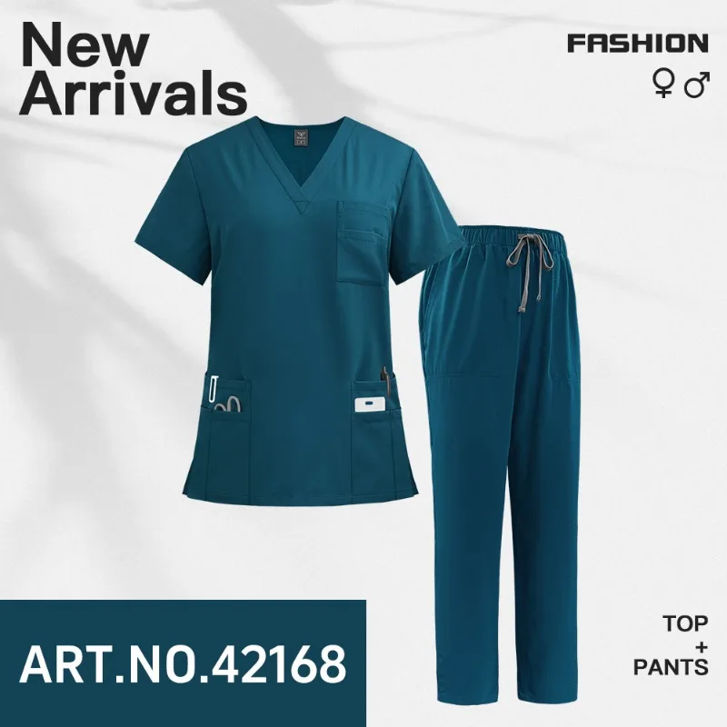 بدلة فرك نسائية بأكمام قصيرة، زي ممرضة لغرفة العمليات، ملابس طبية #1