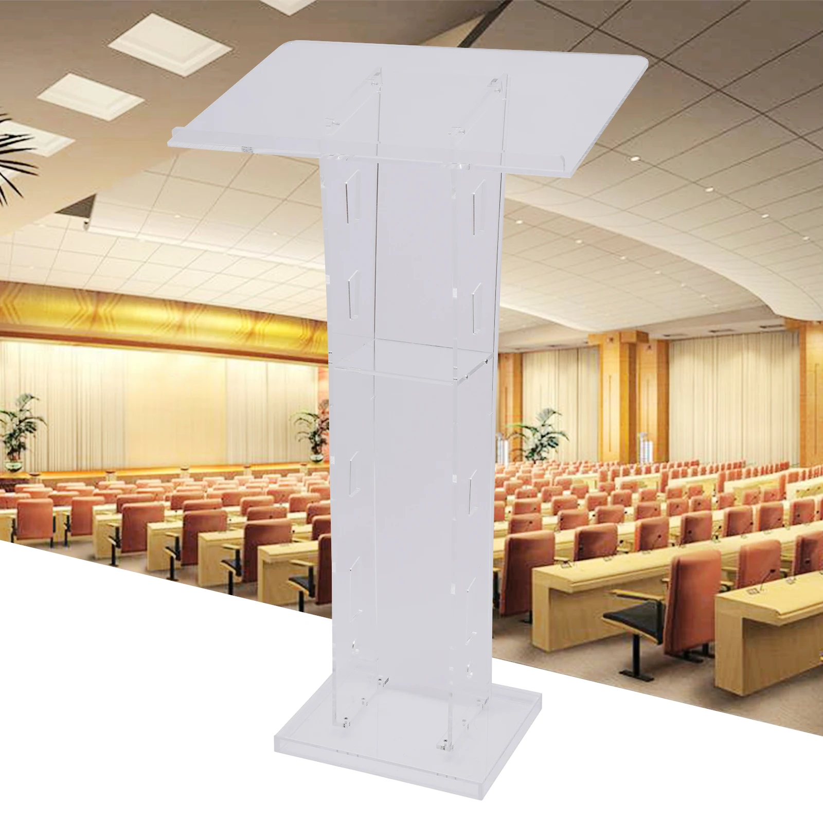 Podium akrilik Modern jelas Rostrum Sekolah menebal furnitur komersil 110cm H