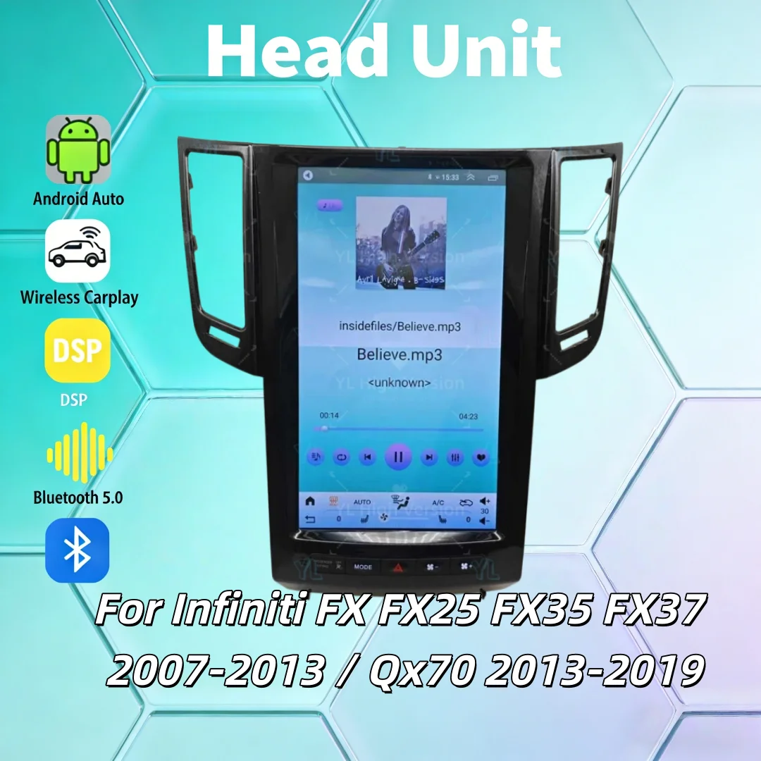 

13.8“ Screen For Infiniti FX FX25 FX35 FX37 2007-2013/ Qx70 2013-2019 Car Radio Video Automotive Multimedia GPS DSP CarPlay Unit