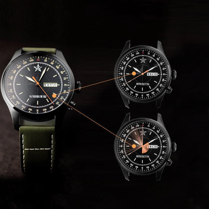 DUGARY compass Quartz Watch Pilot Military Fashion luminous waterproof Stainless 42mm brand business For Men Wristwatch