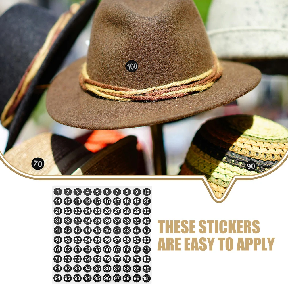 100 방수 원형 번호 스티커 자체 접착 번호 라벨 교실 사무실 조직용 디지털 번호 스티커