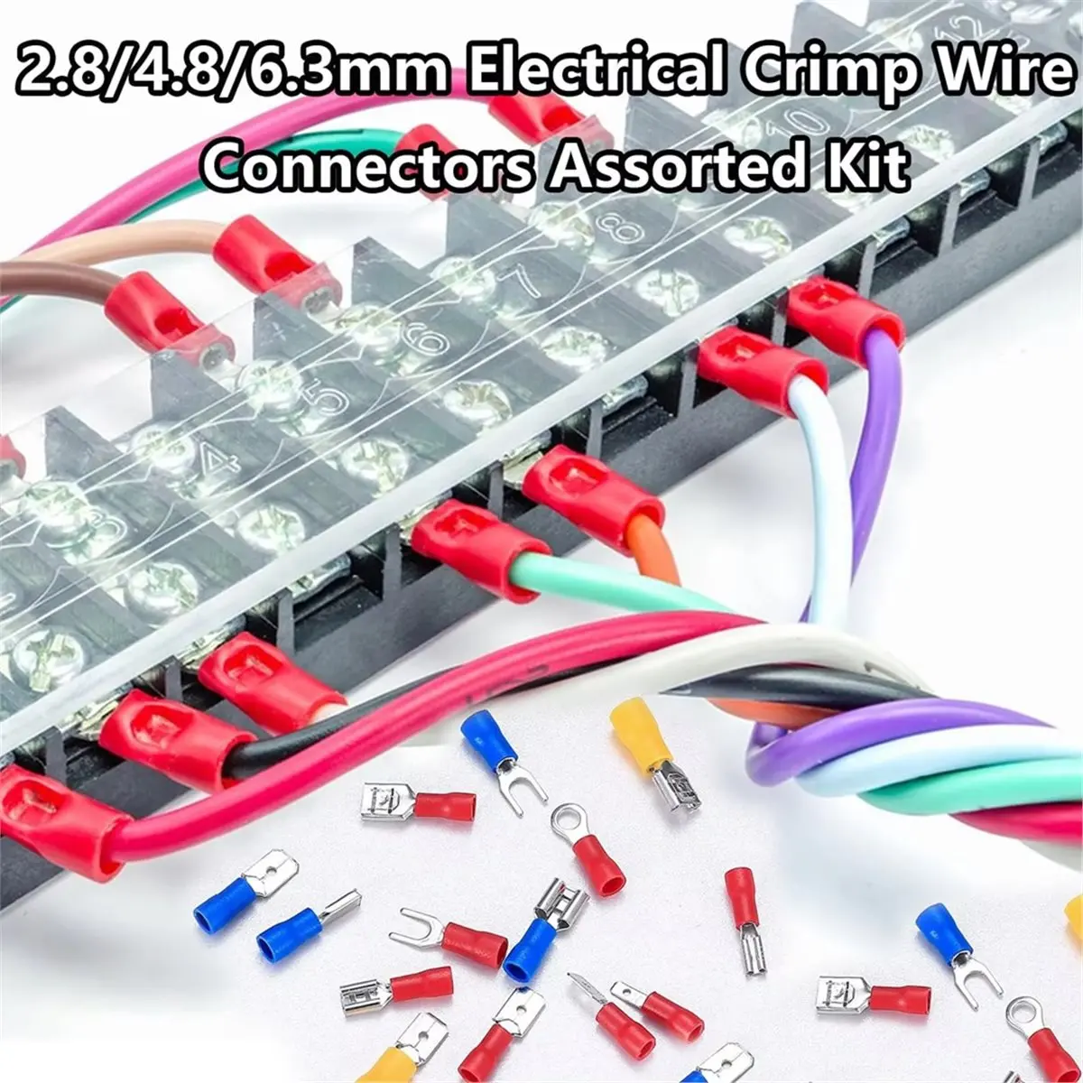 Reliable- 280PCS Crimp Connectors, 2.8mm 4.8mm 6.3mm Male and Female Spade Connector Kit, Crimp Terminals Electrical Connectors