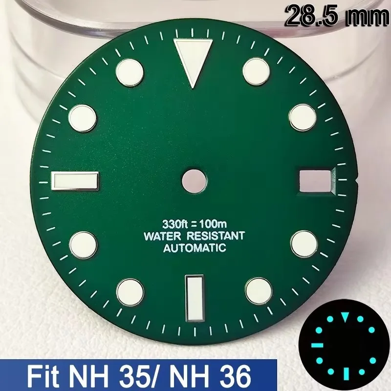 

28.5mm Luminous Watch Dial & Hands Set for NH35 NH36 Movement - Calendar Watch Modification Accessories