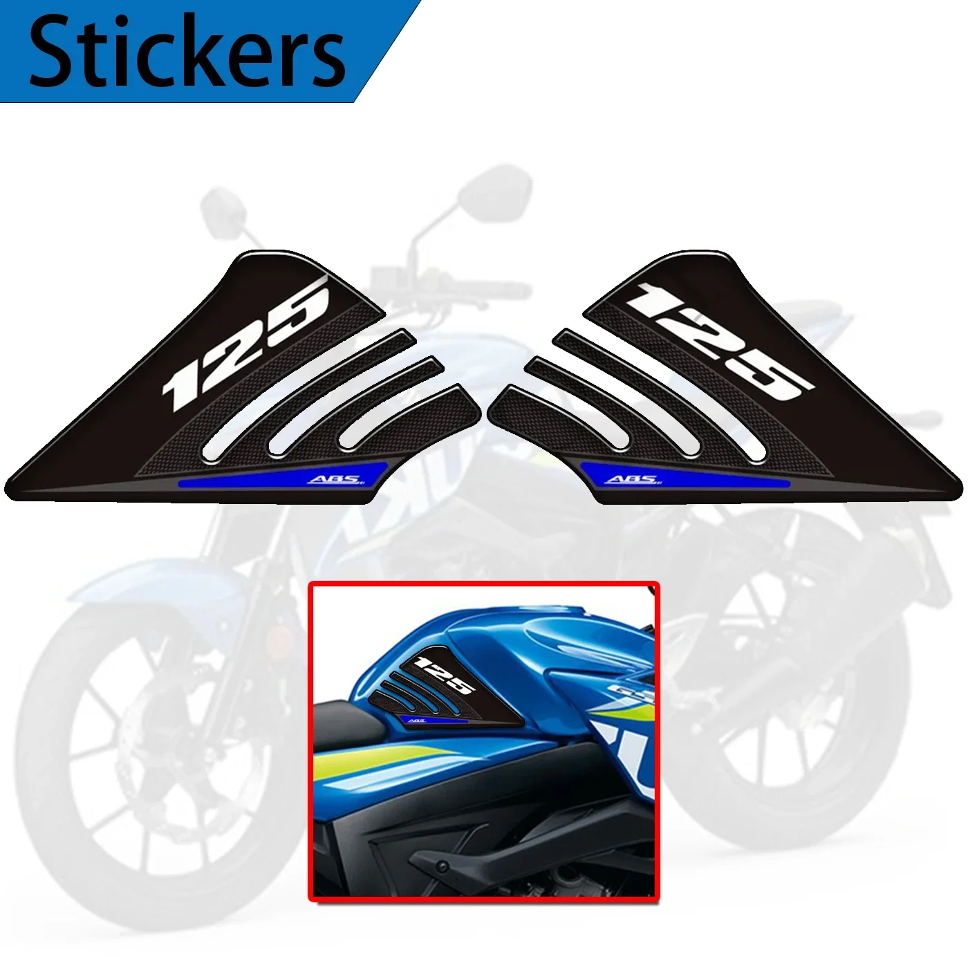 GSX S125 For Suzuki GSX-S125 Motorcycle Decals Tank Protector Pad Grips Fuel Oil Kit Knee 2017 -2023