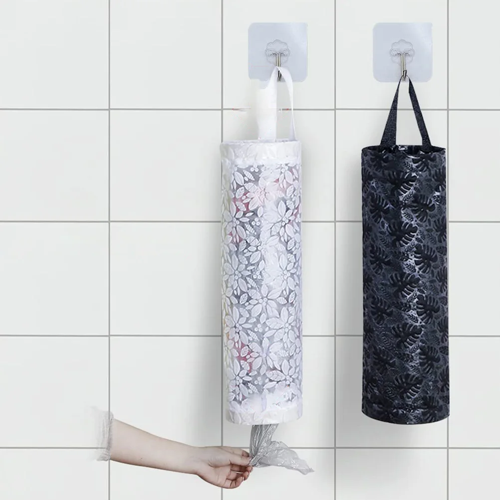 

2 Sets Garbage Flower Pattern Bag ganizer Bag Non woven Hanging Dispenser Collapsible Storage Kitchen ganizer Grocery Holder