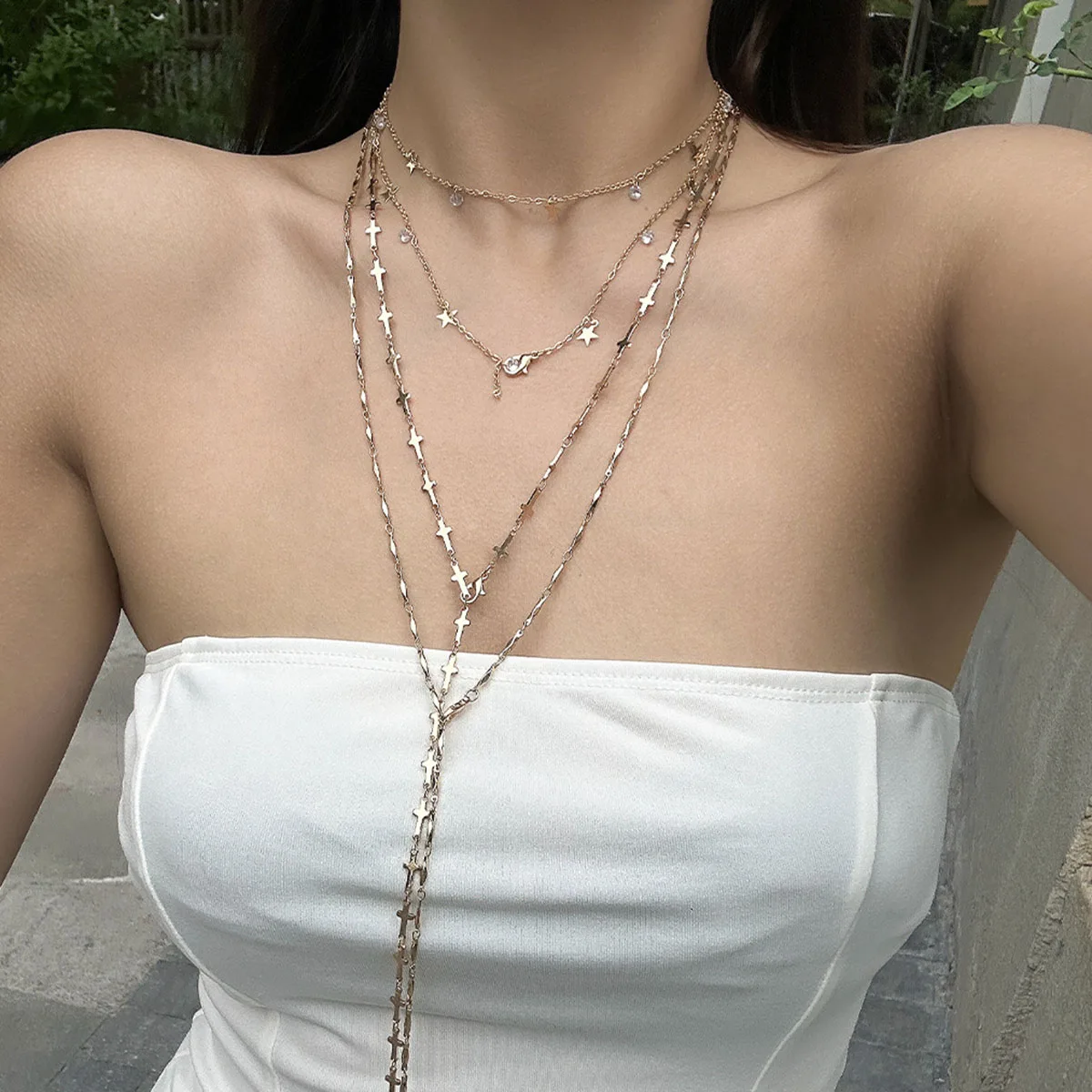 Vintage Y Shaped Sweater Chain Tassel Necklace Women 2024 Simple Creative Gold Color Metal Color Charming Jewelry Girls ﻿