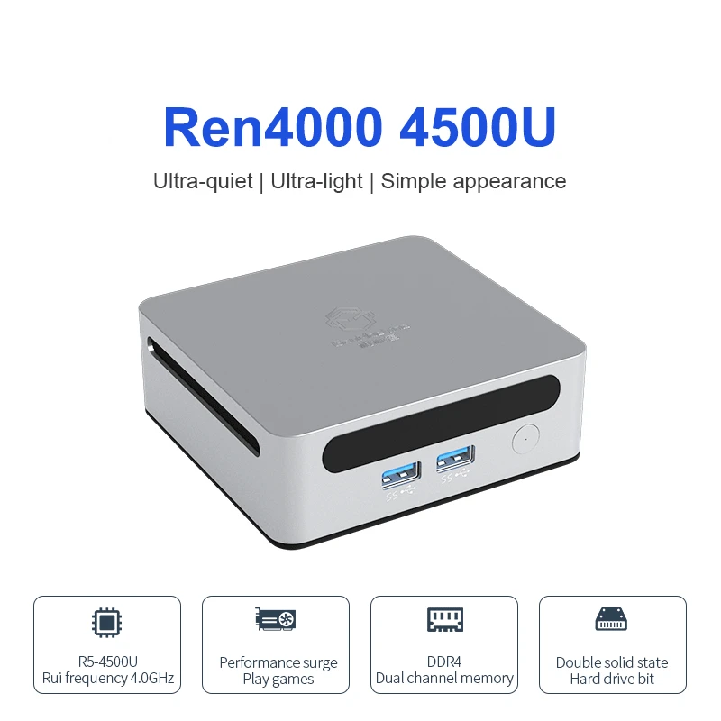 Новый мини-ПК Ren4000 4500U 1500 МГц GPU AMD Ryzen5 4500U Windows 10/11 DDR4 Suporte 64 Гб 3200 МГц RAM WiFi6 NUC Настольный игровой ПК