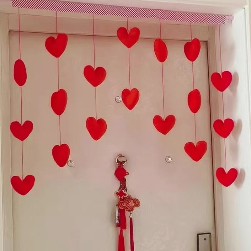 Atractiva decoración colgante para puerta, cortina colgante con cordón corazón decoración puerta divisoria con fácil