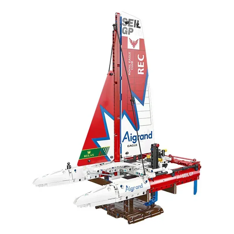 Models F50 Hydrofoil Sailboat Building Blocks Technical Racing Yacht Ocean Sailing Ship Bricks Construction Toys For Kids