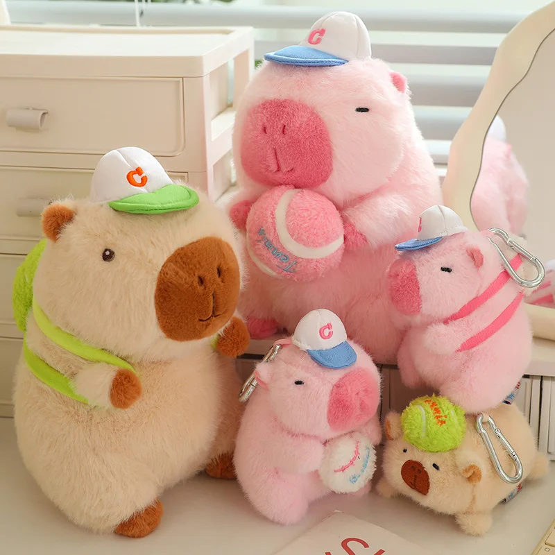 Creative PE Sports Capybara Plush Doll Pendant Pillow Green Pink Baseball Backpack Capybara Plush Toy For Boys And Girls Gifts