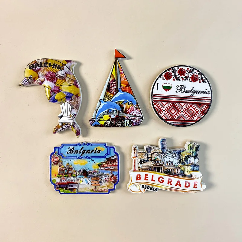 Bulgaria Fridge Magnets Ornament Souvenir UV Printing Craft Resin Refrigerator Magnets Sticker Collection Gift Home Decoration