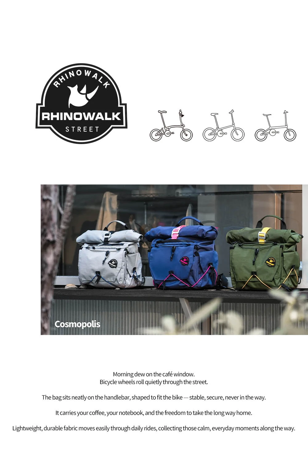 Rhinowalk X Ridgeloop Fahrradlenkertasche 17L, schnell abnehmbare Fahrrad-Fronttasche mit Adapterblock, inklusive Adapterblock für Faltrad/MTB – Detail 4