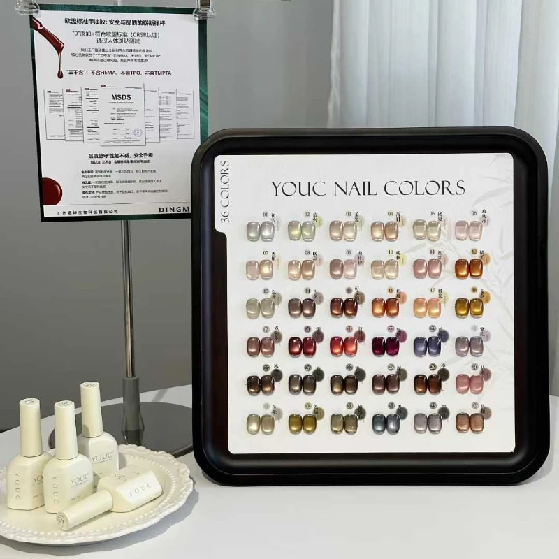 

Lemcco TMPTA/HEMA/TPO Free 36pcs Magnetic Gel Nail Polish Set With Color Card Cat Eye Nail Gel Soak Off UV LED Magnet Gel 15ml