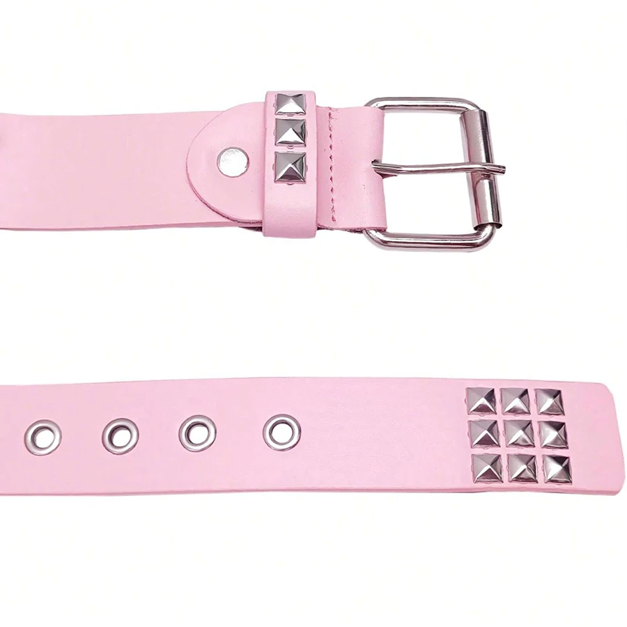 Pink Y2K Punk Goth Rivet Belt with Studded for Womens Girls Cute Punk Accessories