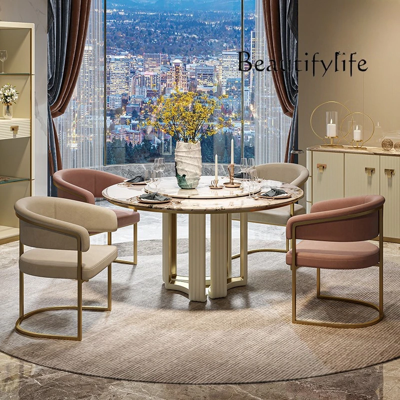 

Decoración hogar light luxury dining table and chairs home custom postmodern marble high-end slate