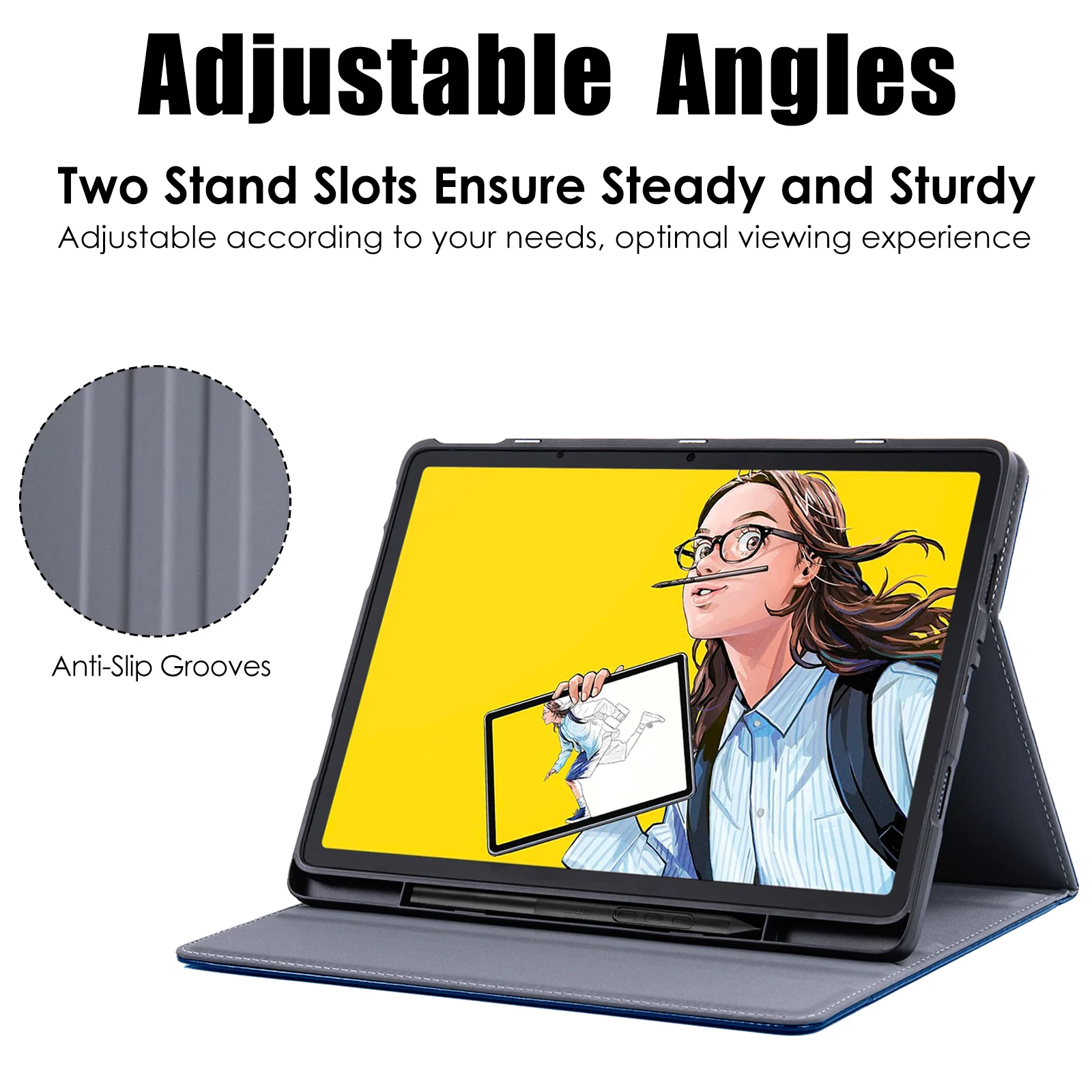 Case for Wacom Movinkpad 11 Tablet,Multiple Angles Viewing Stand,with Pen Holder/Pocket/Hand Strap,PU Leather Protective Cover