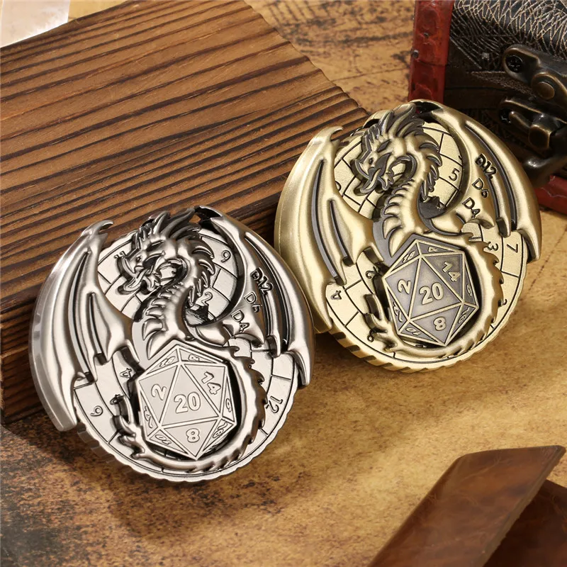 7-in-1 النرد المعدني الروليت أجنحة التنين شكل الإصبع الدوران سبينر النرد الدوار الدورية RPG لعب الأدوار ملحقات الألعاب