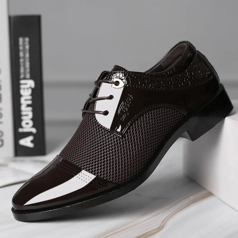 

Luxury Leather Shoes for Men Brand Designer Mens Dress Shoes Business Men Oxford Shoe Lace-Up Casual Party Wedding Footwear Male
