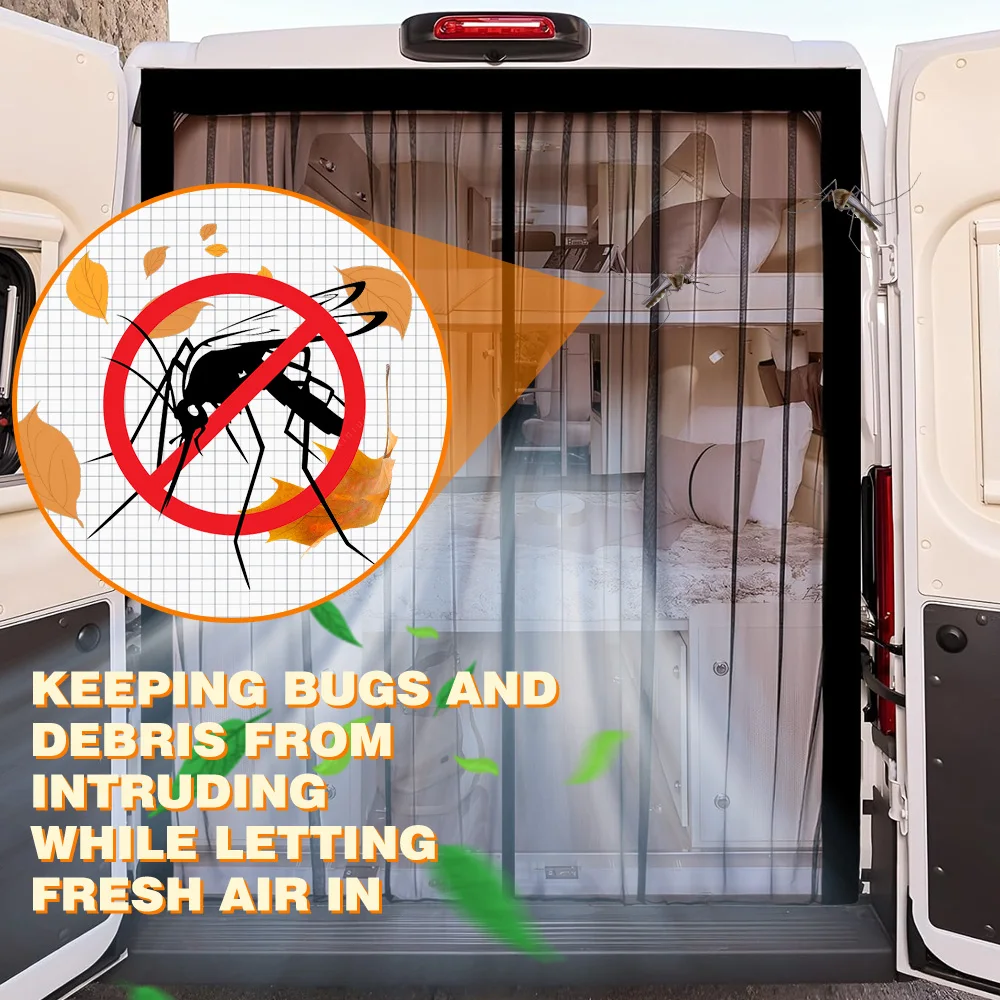 RV Caravan Magnetic Breathable Mesh Fly Screen Net Mosquito Sliding Door Curtains For Mercedes-Benz Sprinter RAM Promaster
