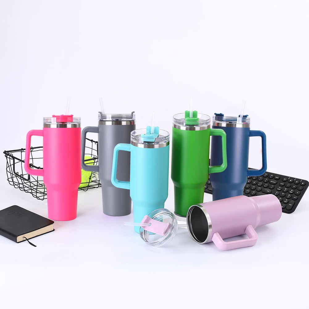 

40oz Straw Insulated Tumbler with Handle Sports Water Bottle Stainless Steel Vacuum Thermal Insulated Mug for Cold Hot Beverages