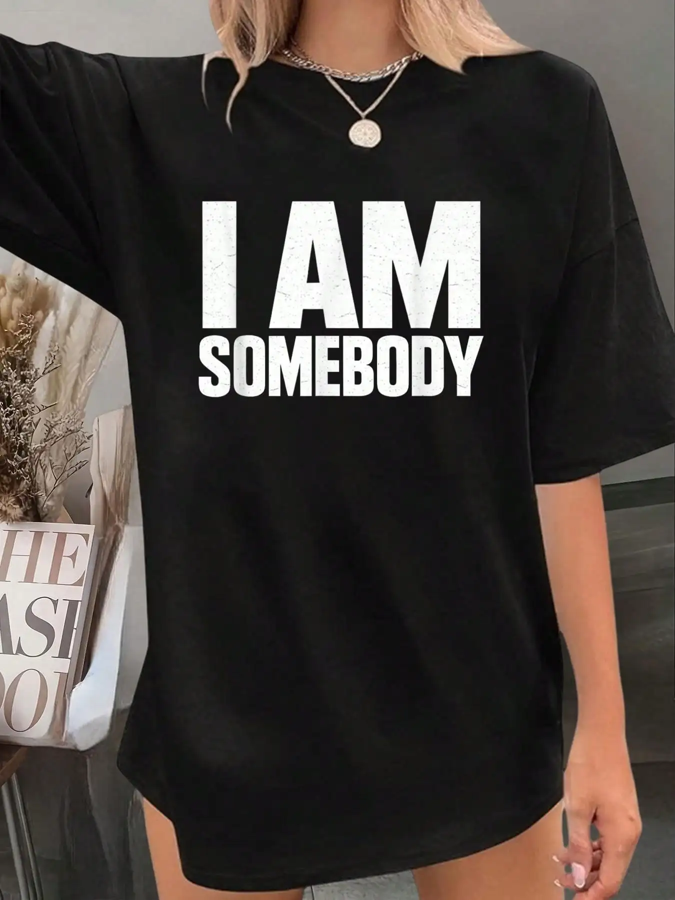 I Am Somebody |   Civil Rights Empowerment Bold Text Graphic T-Shirt - Graphic Tees Festival Outfits For Women, Tops For Summer, Top De Mujer Women Summer Clothes
