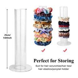 Soporte acrílico para Scrunchie, torre transparente, organizador de lazos para el cabello, bastidores de bandas para el cabello, estante de exhibición de Joyas