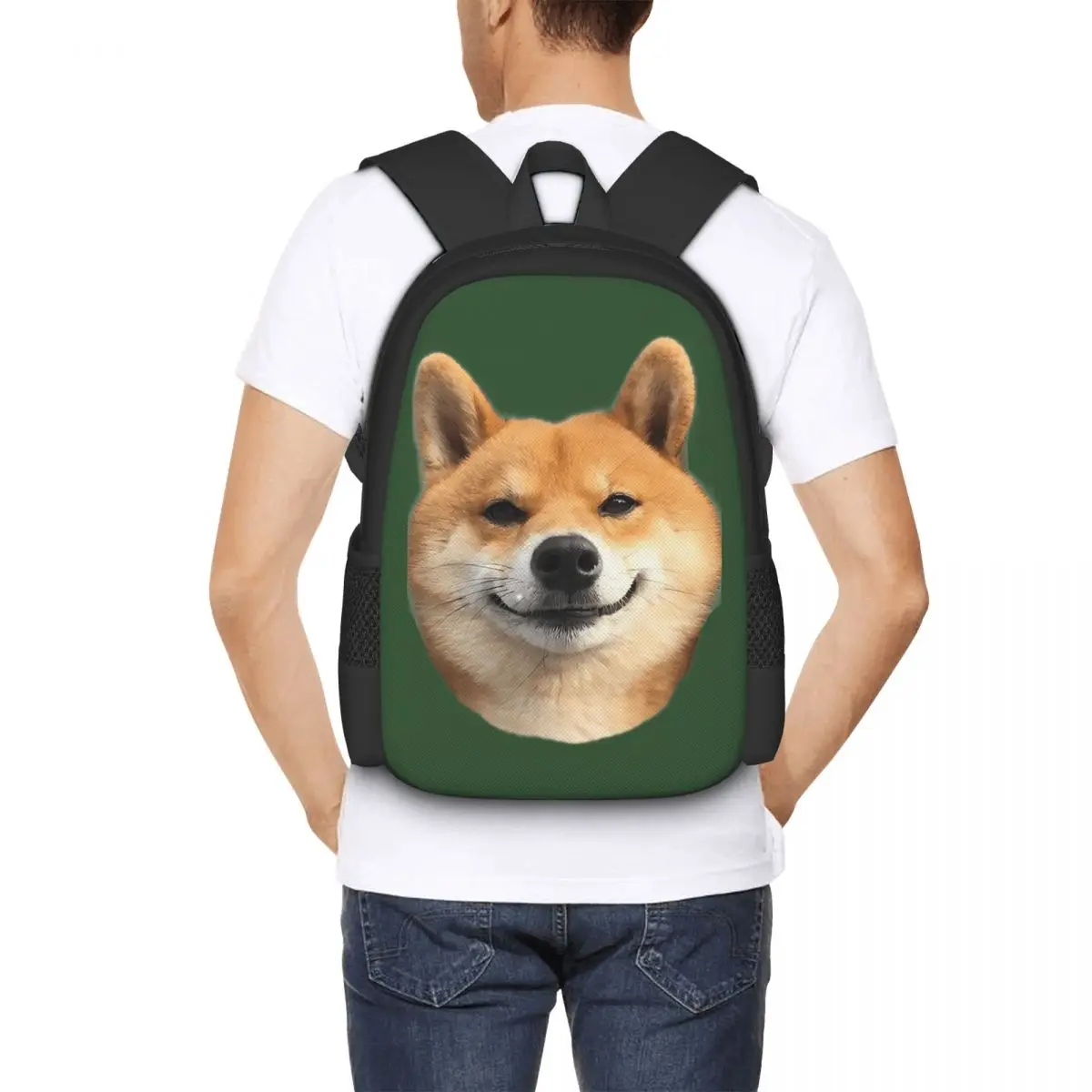 Smiling Shiba Backpack Hot Sale Daypack Large Capacity Children BookBag School Bag Shoulder Bags for Men Women