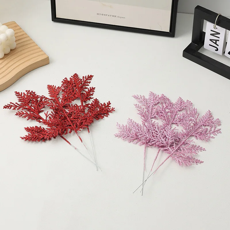 

Christmas decorations,simulated gold powder pine needles,cypress branches,colorful decorative accessories,pine & cypress leaves