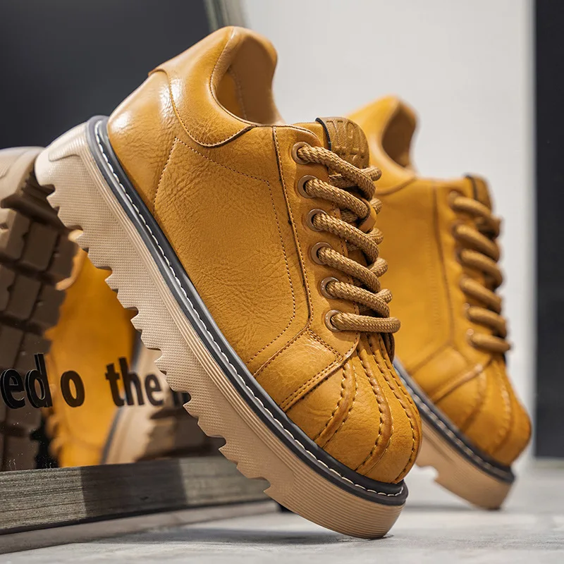 

Men's Trendy Autumn Winter Thick-Soled Height-Increasing Workwear Shoes Versatile Sports Shell-Toe Board Shoes