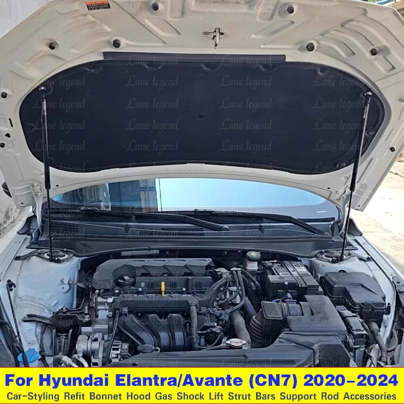 Hood Struts For Hyundai Elantra N CN7 Avante i30 Sedan 2020-2024 Front Bonnet Modify Lift Support Shocks Damper Spring Cylinders