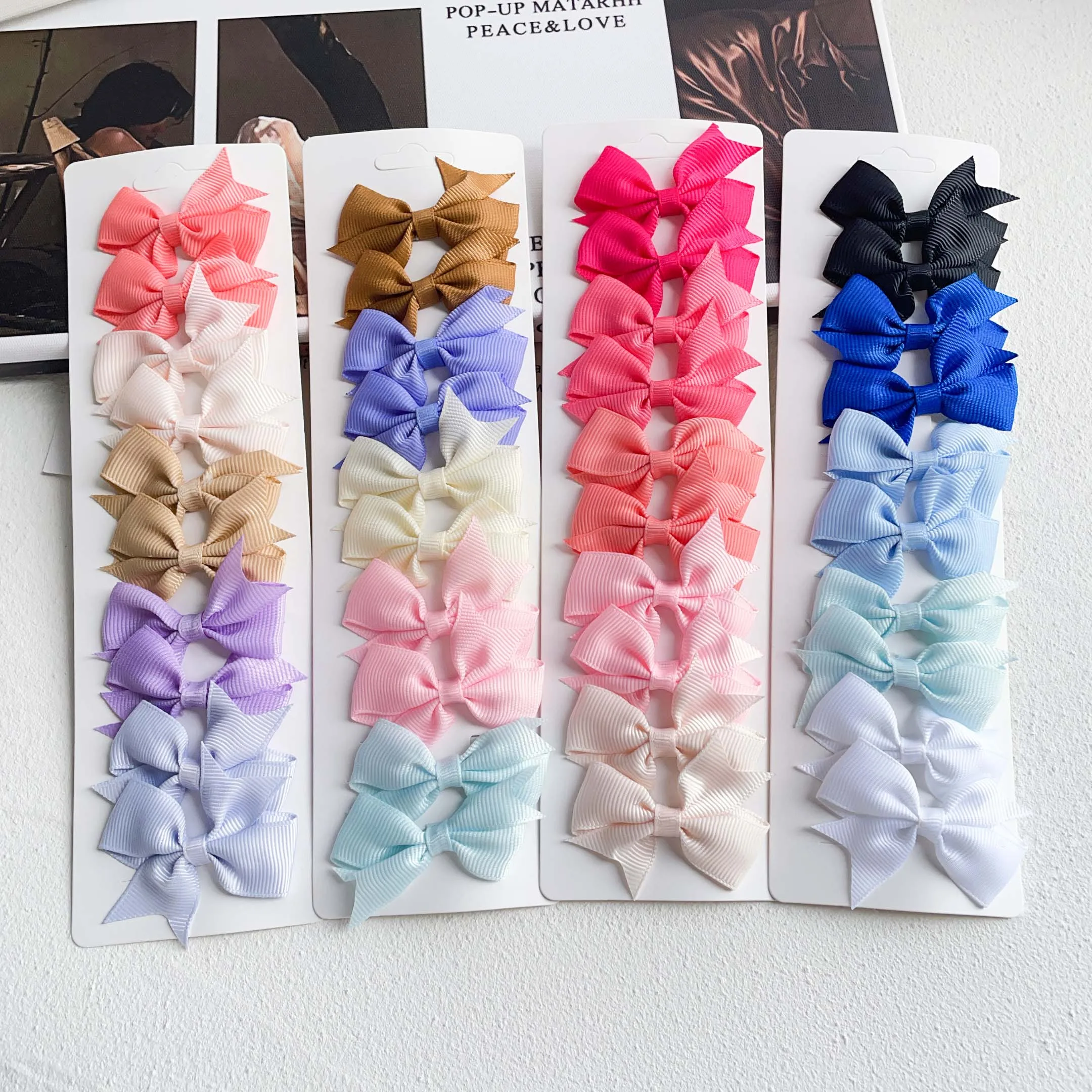 

10 шт./компл., милый бант ручной работы с зажимом, однотонная лента, бант, модная заколка для волос для маленьких девочек, банты для волос, детские аксессуары для волос