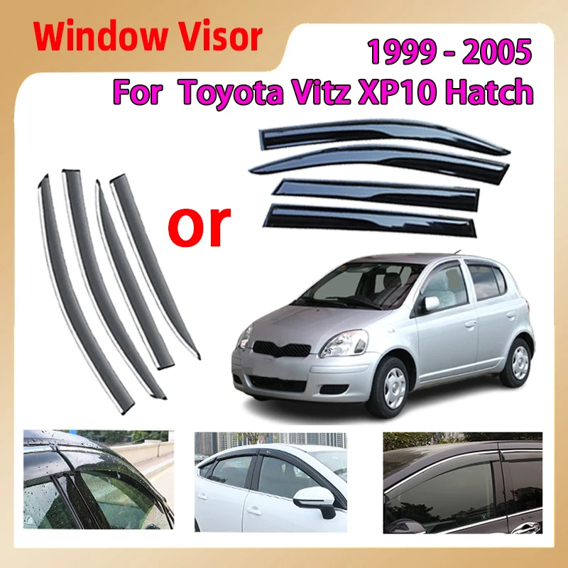 Car Side Window Visor For Toyota Yaris Vitz Echo XP10 Hatch 1999~2005 Windshield Sun Rain Deflectors Eyebrows Guards Accessories