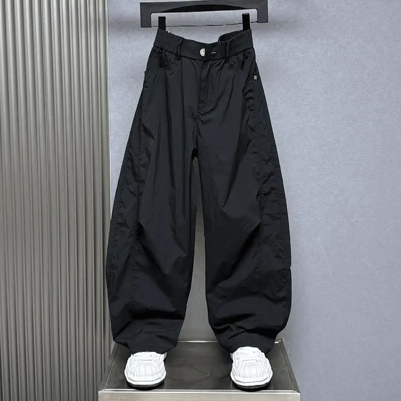 Summer Thin Casual Scimitar Pants Mesh Breathable Quick-drying Youth Fashion Baggy Brand Loose Solid Color Straight-leg Pants