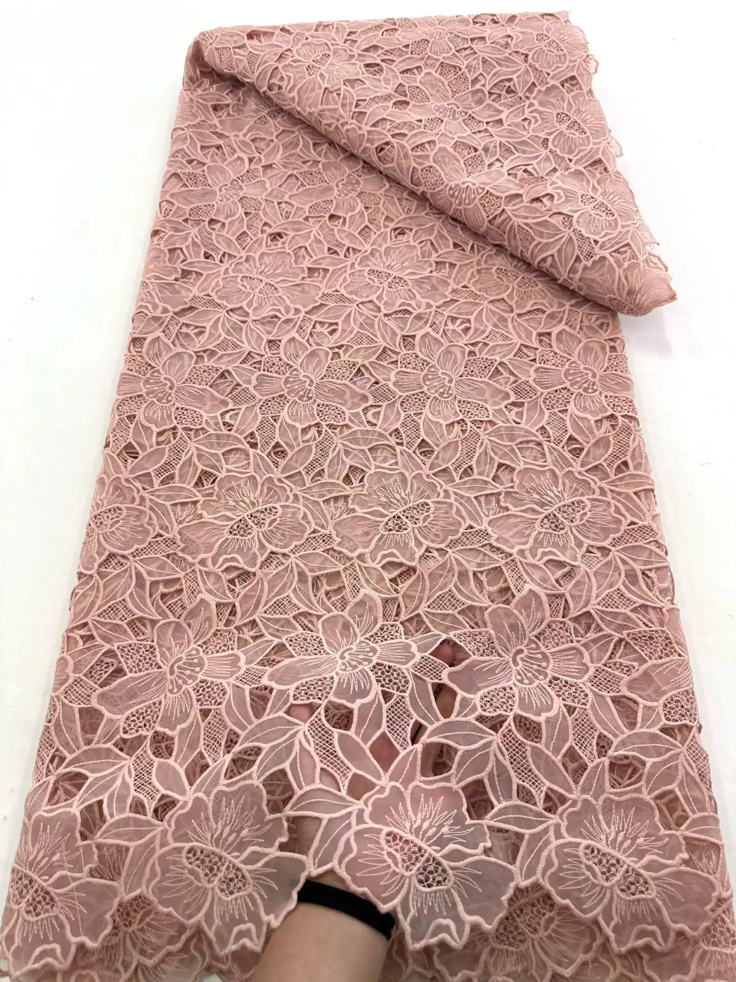 Fashion Nigerian Cotton Laser Lace Fabric 2026 High Quality Swiss Cord Guipure Embroidery Lace Fabric For Women Prom Party Dress