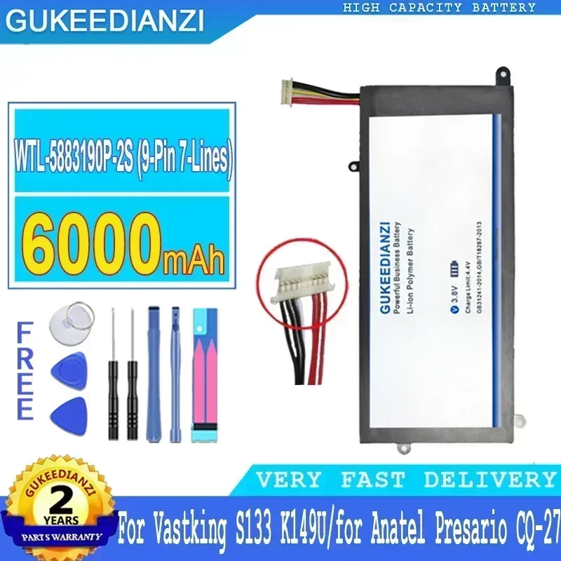 6000mAh WTL-5883190P-2S NV-357095-2S Battery For Vastking S133 K149U Axioo MyBook Pro P421 For Anatel Presario CQ-27