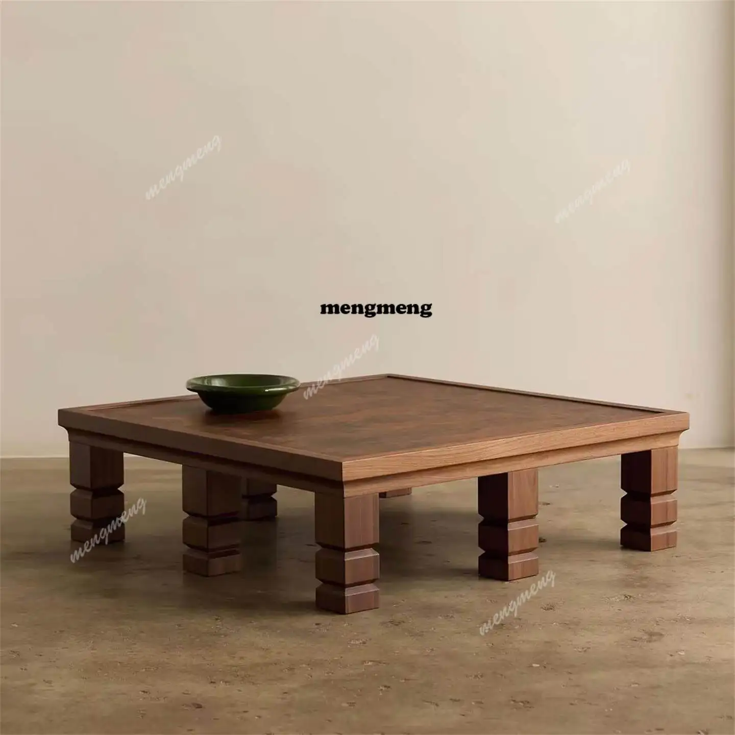 

Italian square ash wood coffee table Chinese ancient style living room retro pomegranate bark log home coffee table