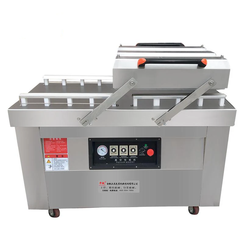 Automatic Vacuum Food Sealer Double Chamber Vacuum Dry-Wet Packer Steel Sealing Machine
